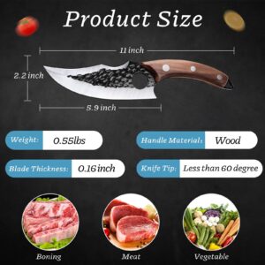 Bicico Huusk Knife, Hand Forged Boning Knife with Sheath Meat Cutting Knife Cleaver Viking Knife for Kitchen Huusk Japanese Knife Camping Hiking BBQ Home Brown