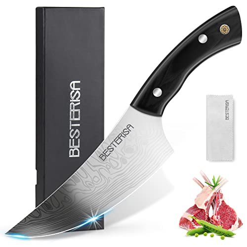 BESTERiSA Butcher Knife, 6 Inch Ultra Sharp Viking Knife- High Carbon German Stainless Steel EN1.4116 Boning Knife Fillet Knife for Kitchen