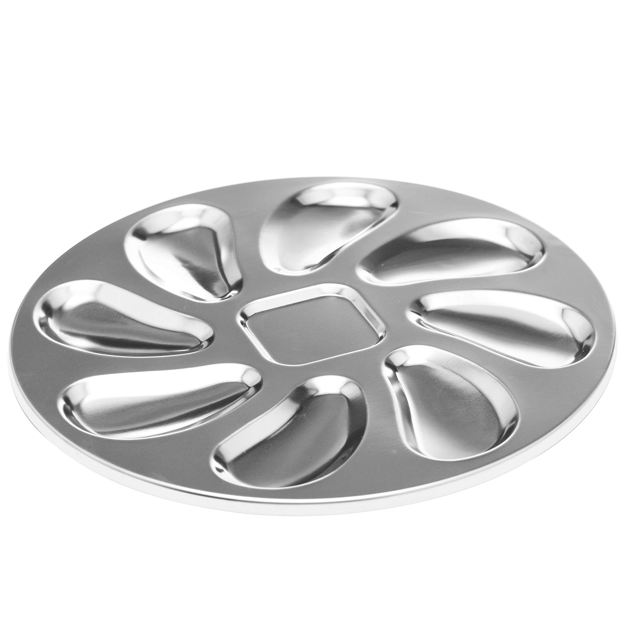 DOMG 2 Pack Stainless Steel Oyster Pan, Oyster Shell Shaped Oyster Plate