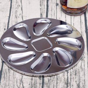 DOMG 2 Pack Stainless Steel Oyster Pan, Oyster Shell Shaped Oyster Plate