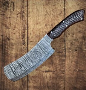 cp-285, damascus steel 12.00 inches cleaver style knife – solid rose wood handle (damascus steel 1)