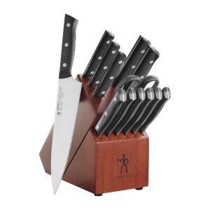 henckels everedge dynamic razor-sharp 14-piece knife set with block, chef knife, bread knife, steak knife, german engineered informed by 100+ years of mastery