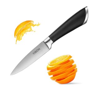 vibon 3.5 inches paring knife, fruit knife ktchen vegetable cutlery (black and silver)