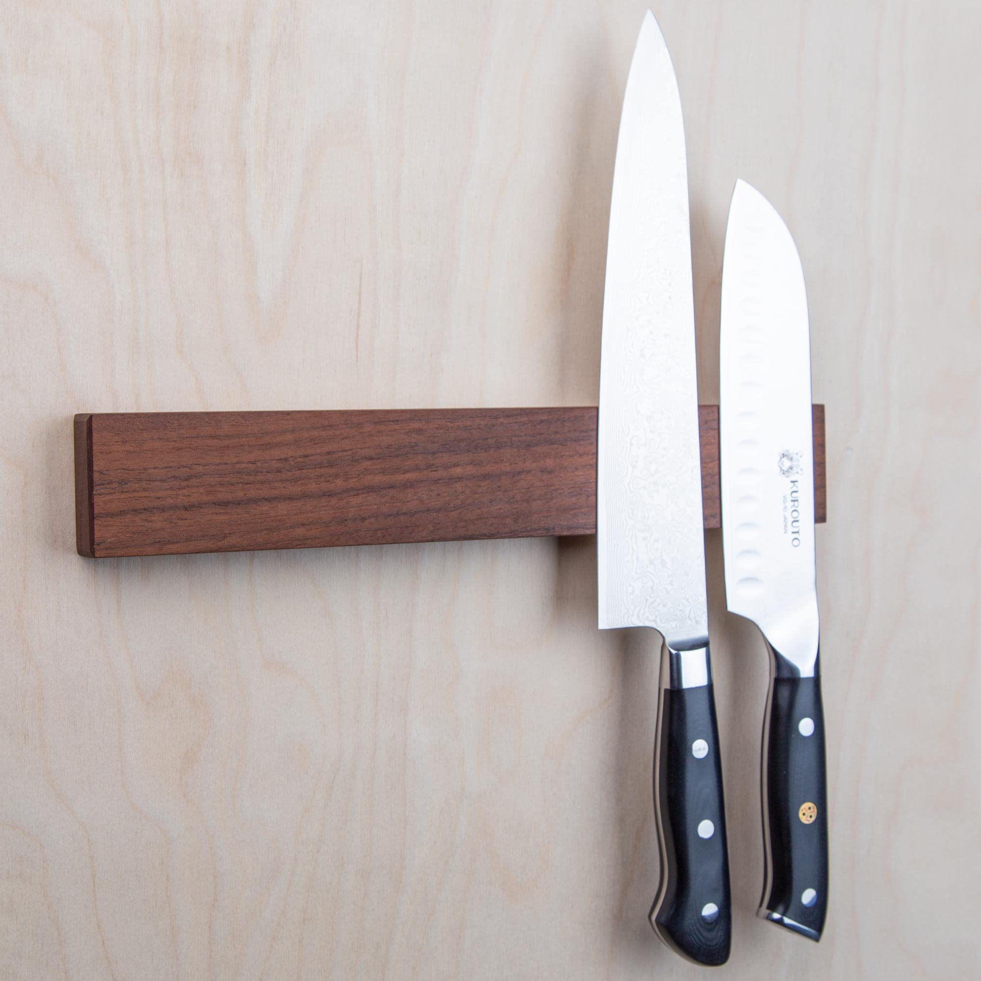 Walnut Magnetic Knife Holder with Multi Purpose Functionality as Knife Magnet, Knife Strip, Magnetic Organizer- Securely Holds Your Knives & Keeps Your Kitchen Organized- Made in USA- 12 Inch