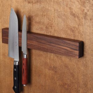 Walnut Magnetic Knife Holder with Multi Purpose Functionality as Knife Magnet, Knife Strip, Magnetic Organizer- Securely Holds Your Knives & Keeps Your Kitchen Organized- Made in USA- 12 Inch