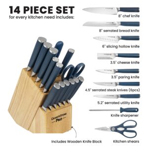 GraniteStone Pro Nutriblade 14-Piece Knife Set for Kitchen with Knife Block, Premium Kitchen Knives Set for Kitchen, Chef Knife Set with Block, Complete Knifes Set, Ultra Sharp Stainless-Steel Blade