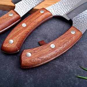 GAINSCOME Handmade Stainless Steel Boning Knife Kitchen Forged Chinese Vegetable Knives Fishing Knife Meat Cleaver Outdoor Cutter Butcher Knife Sharp A-Viking Knife Camping BBQ (7 inch)