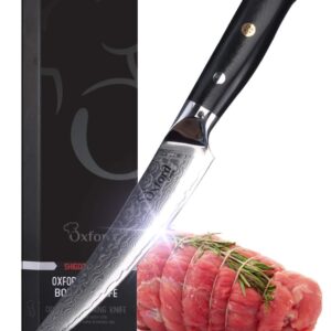 Oxford CHEF Boning (Fillet) Knife 6.5 inch Best Damascus- Japanese- VG10 Super Steel 67 Layer High Carbon Stainless Steel-Razor Sharp, Stain & Corrosion Resistant, Awesome Edge Retention