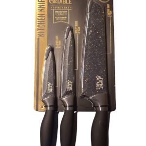 Thyme & Table 3 Piece Knife Set Non Stick Stainless Steel with Santoku Knife & Comfort Grip Handle