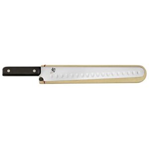 shun cutlery classic hollow ground brisket knife 12”, authentic, handcrafted japanese knife, includes wooden saya sheath, ideal for brisket, roasts, turkey, ham and more,silver