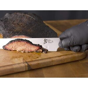 Shun Cutlery Classic Hollow Ground Brisket Knife 12”, Authentic, Handcrafted Japanese Knife, Includes Wooden Saya Sheath, Ideal for Brisket, Roasts, Turkey, Ham and More,Silver