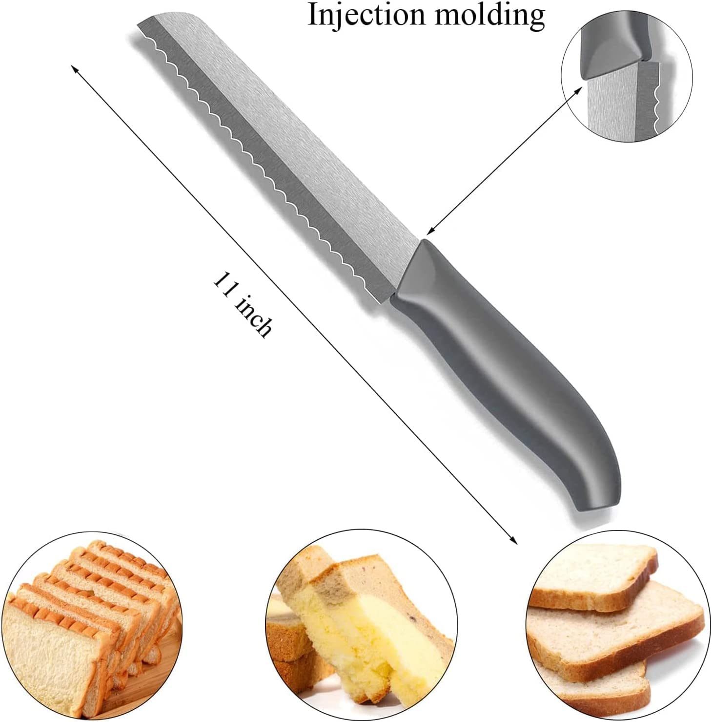 Muncene Ceramic Serrated Bread Knife Slicing Knife - 6" Sharp Blade Kitchen Knife with Cover