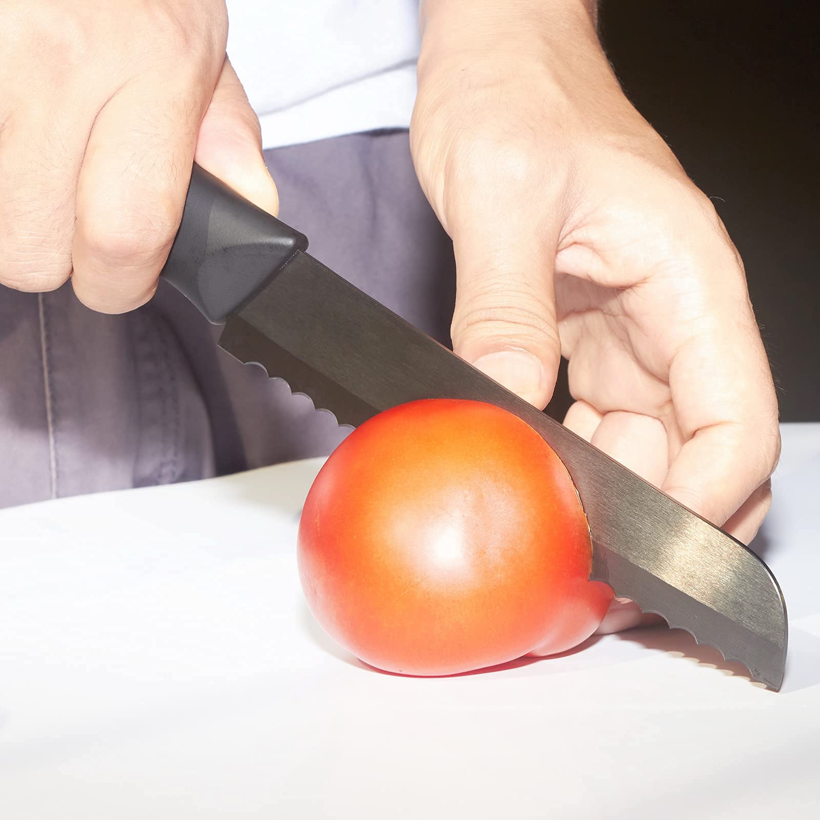 Muncene Ceramic Serrated Bread Knife Slicing Knife - 6" Sharp Blade Kitchen Knife with Cover