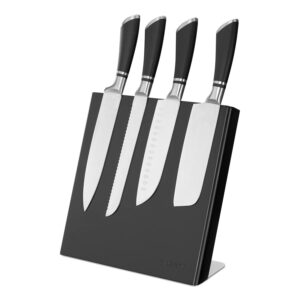 navaris wooden magnetic knife holder - universal wood magnetic block & organizer for knives, scissors, utensils- rubberwood, 10.9" x 10.8"