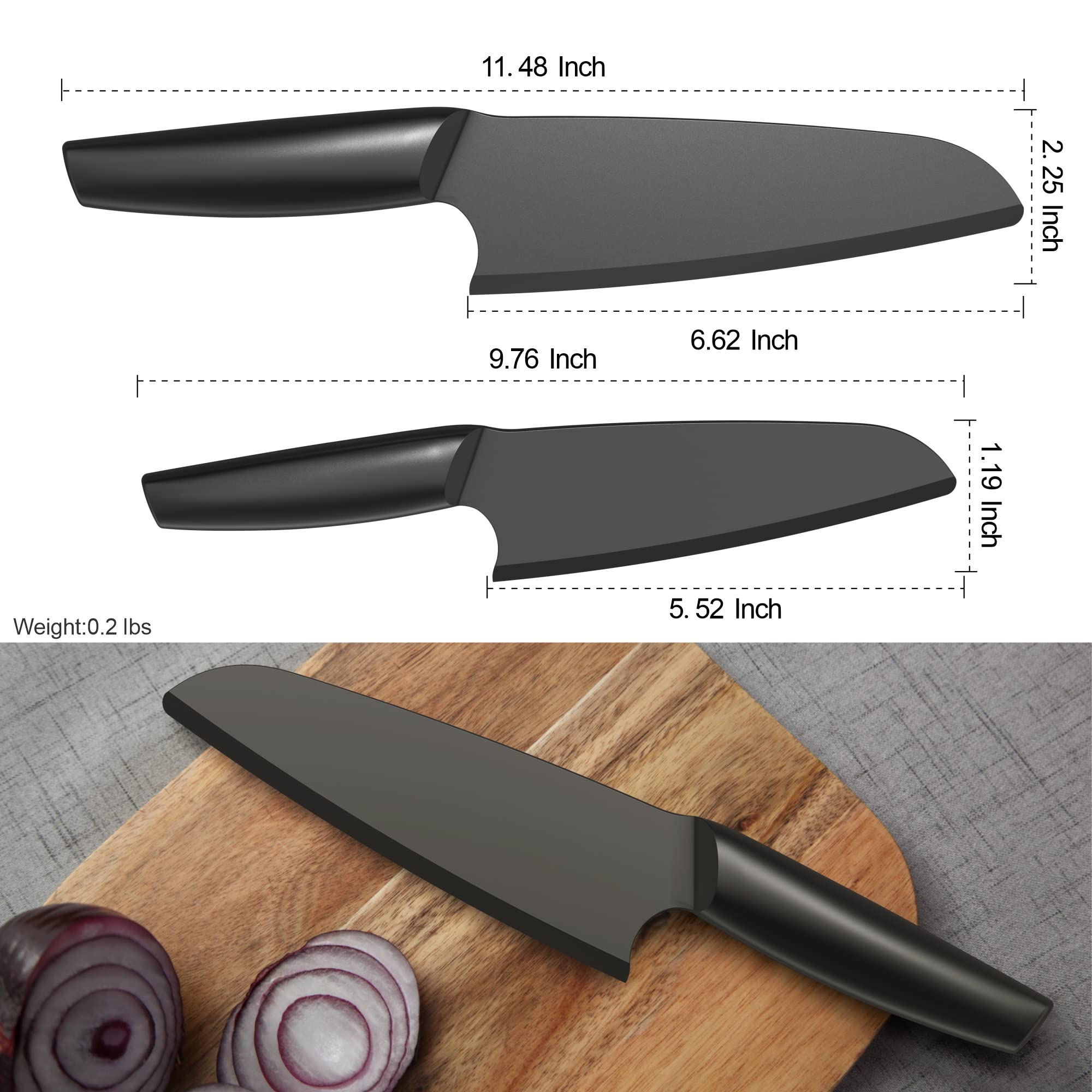 AILUROPODA Nylon Knife | 2 PCS Nylon Knife for Nonstick Pans | Nylon Knife Set for Cutting Fruits, Veggies and Bread Black