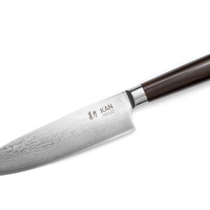 KAN Core Chef Knife 8-inch VG-10 67 layers Damascus Ambidextrous (Non-Hammered VG-10 Blade, Ebony Handle)