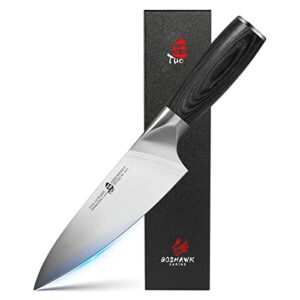 tuo 6 inch chef knife, kitchen knife gyuto chef knife, german high-carbon stainless steel, comfortable pakkawood handle, full tang with gift box, goshawk series