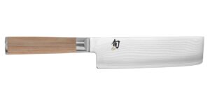 shun classic blonde nakiri knife, 6.5 inch vg-max stainless steel blade, cutlery handcrafted in japan,silver