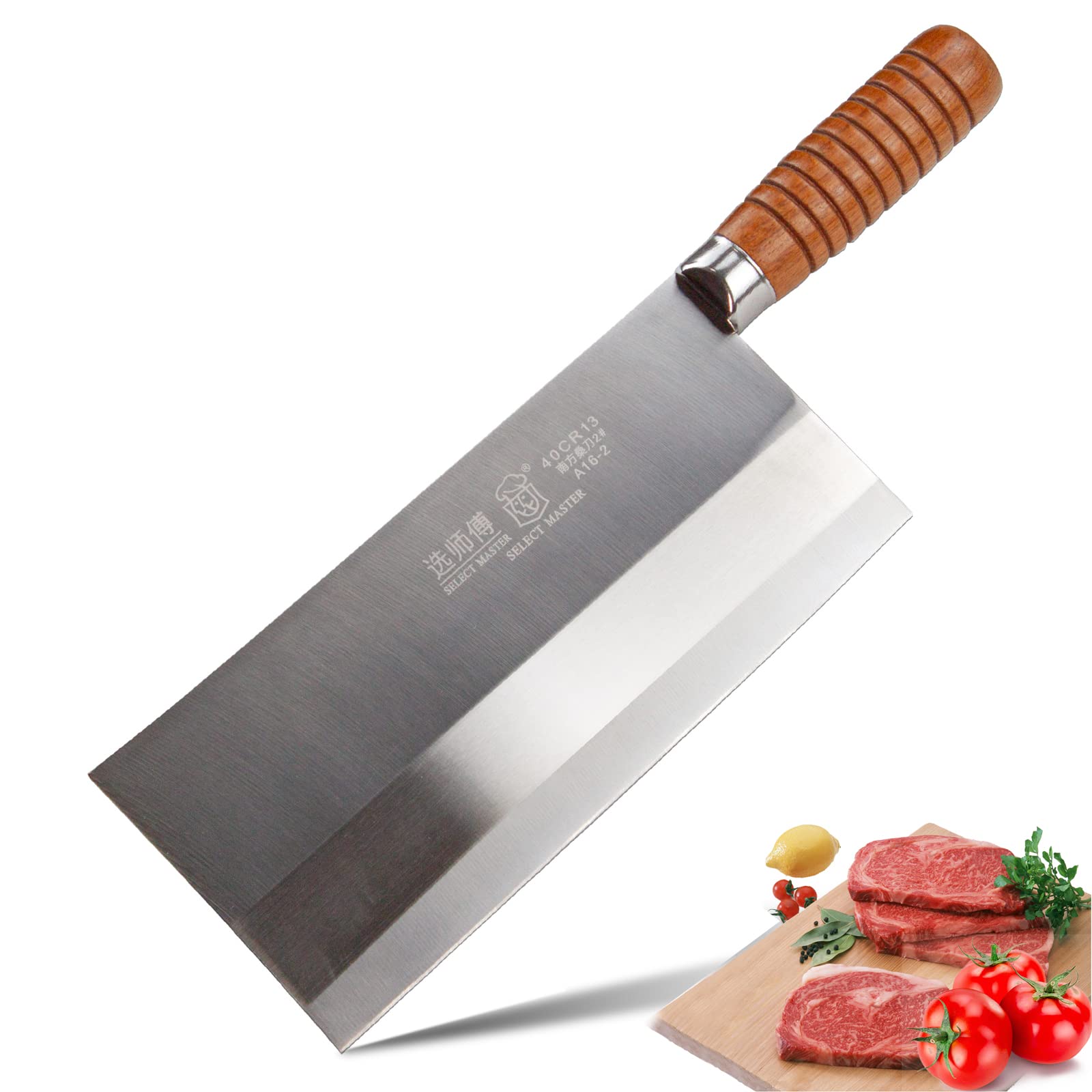 SELECT MASTER Chinese Slicing Knife for pro Chefs mincing carving and chopping, wide and thin blade, Cleaver knife series