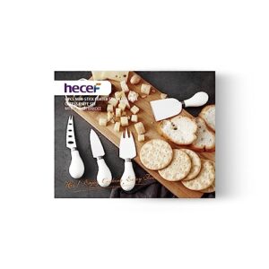 hecef Cheese Knife Set of 4, Non-Stick Coated Gift Set for Christmas, Anniversary, Party, Housewarming, Picnic, Birthdays, Wedding(White)