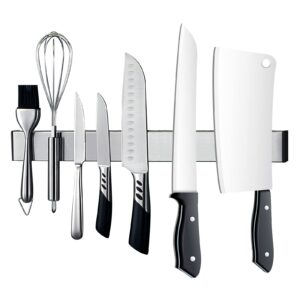 magnetic knife holder strip, yiimo magnet 16" iron utensil stainless steel upto 2kg kitchen tool rack pull bar adhesive wall mount