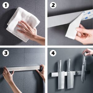 Magnetic Knife Holder Strip, YiiMO Magnet 16" Iron Utensil Stainless Steel UpTo 2kg Kitchen Tool Rack Pull Bar Adhesive Wall Mount