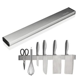 Magnetic Knife Holder Strip, YiiMO Magnet 16" Iron Utensil Stainless Steel UpTo 2kg Kitchen Tool Rack Pull Bar Adhesive Wall Mount
