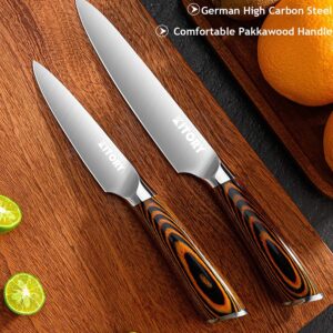 Kitory Paring Knife 4 inch Small Kitchen Knife Sharp Fruit Knife Peeling Knife, German High Carbon Steel, Ergonomic Pakkawood Handle, 2023 Gifts For Women and Men