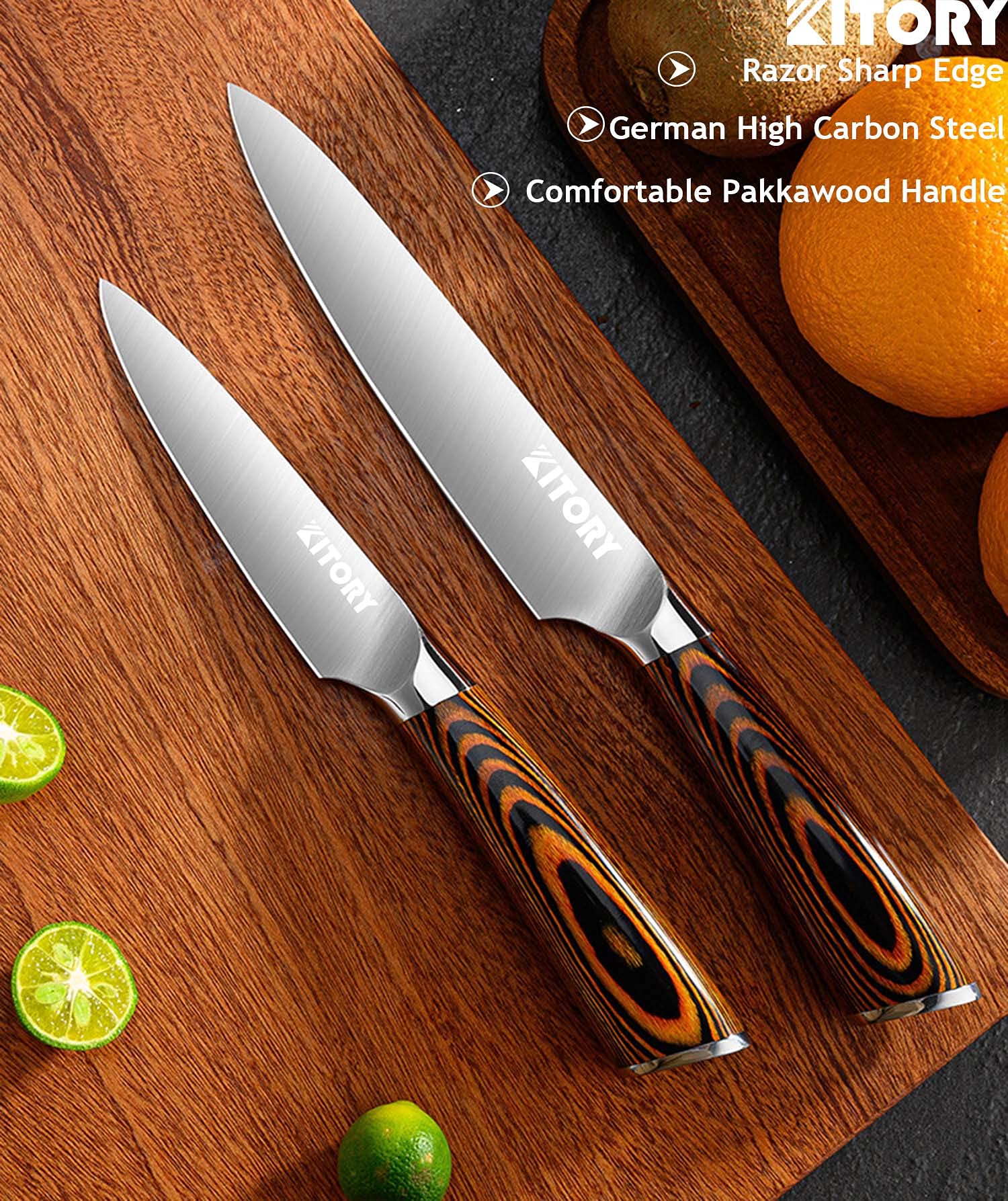 Kitory Paring Knife 4 inch Small Kitchen Knife Sharp Fruit Knife Peeling Knife, German High Carbon Steel, Ergonomic Pakkawood Handle, 2023 Gifts For Women and Men