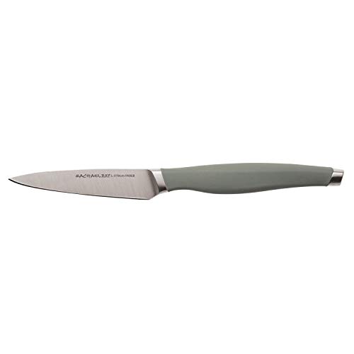 Rachael Ray Cutlery Japanese Stainless Steel Knives Set with Sheaths, 8-Inch Chef Knife, 5-Inch Santoku Knife, and 3.5-Inch Paring Knife, Gray