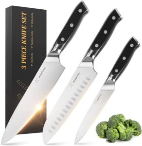 japanese chefs knife set, 8" chef knife & 7" santoku knife & 5" utility knife,high carbon stainless steel sharp paring kitchen knife with ergonomic handle,kitchen gadgets for women & men with gift box