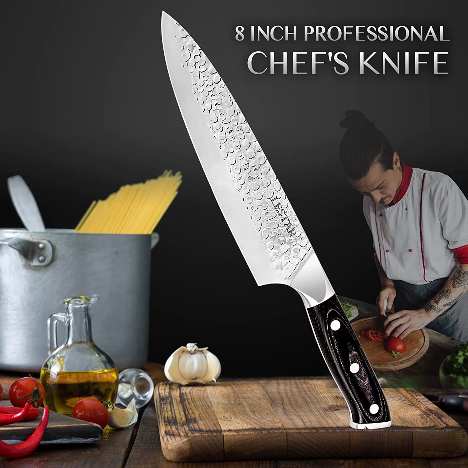 Leking Chef Knife German EN1.4116 High Carbon Stainless Steel 8 Inch Professional Chef’s Knife with Ergonomic Handle in Gift Box, Ultra Sharp Kitchen Knife for Family and Restaurant