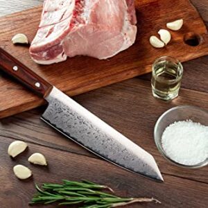 ALLWIN-HOUSEWARE W Beauty German High Carbon Stainless Steel Chef Knife with Laser Pattern, 8 Inch Color Wood Handle Gyutou Knife, Red