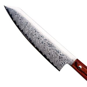 ALLWIN-HOUSEWARE W Beauty German High Carbon Stainless Steel Chef Knife with Laser Pattern, 8 Inch Color Wood Handle Gyutou Knife, Red