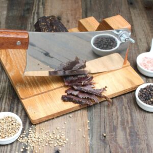 Billy Buckskin Original Biltong Cutter | Easily Slices Through Biltong & Jerky | Biltong Slicer for Beef Biltong Slabs | Cut Thin Slices | Made in the USA | Quality Oak Wood with Removable Blade