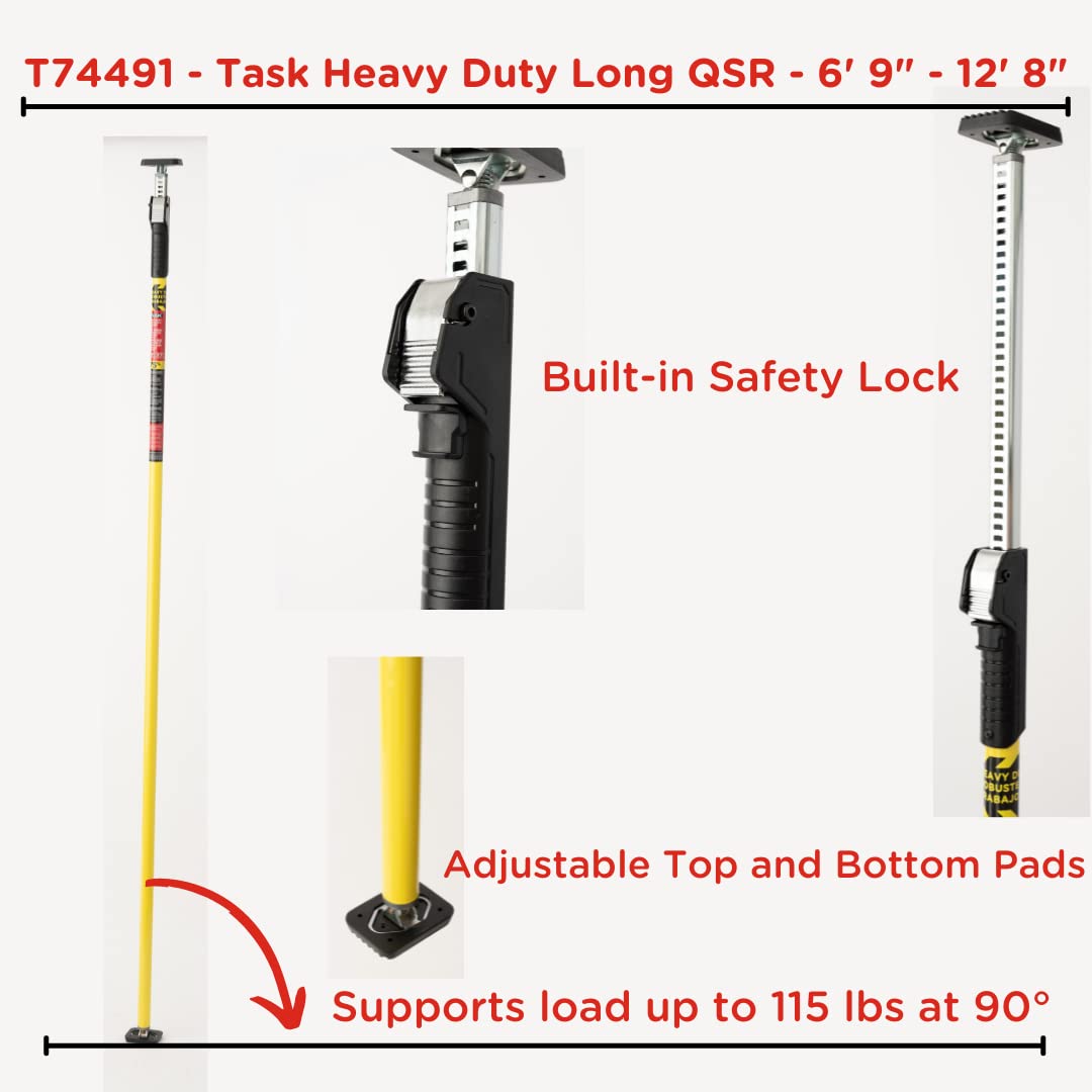 Task T74491-2 81" to 159" Heavy Duty Long Quick Support Rod, Adjustable Support Systen, 115 lbs Max Capacity 2-Pack