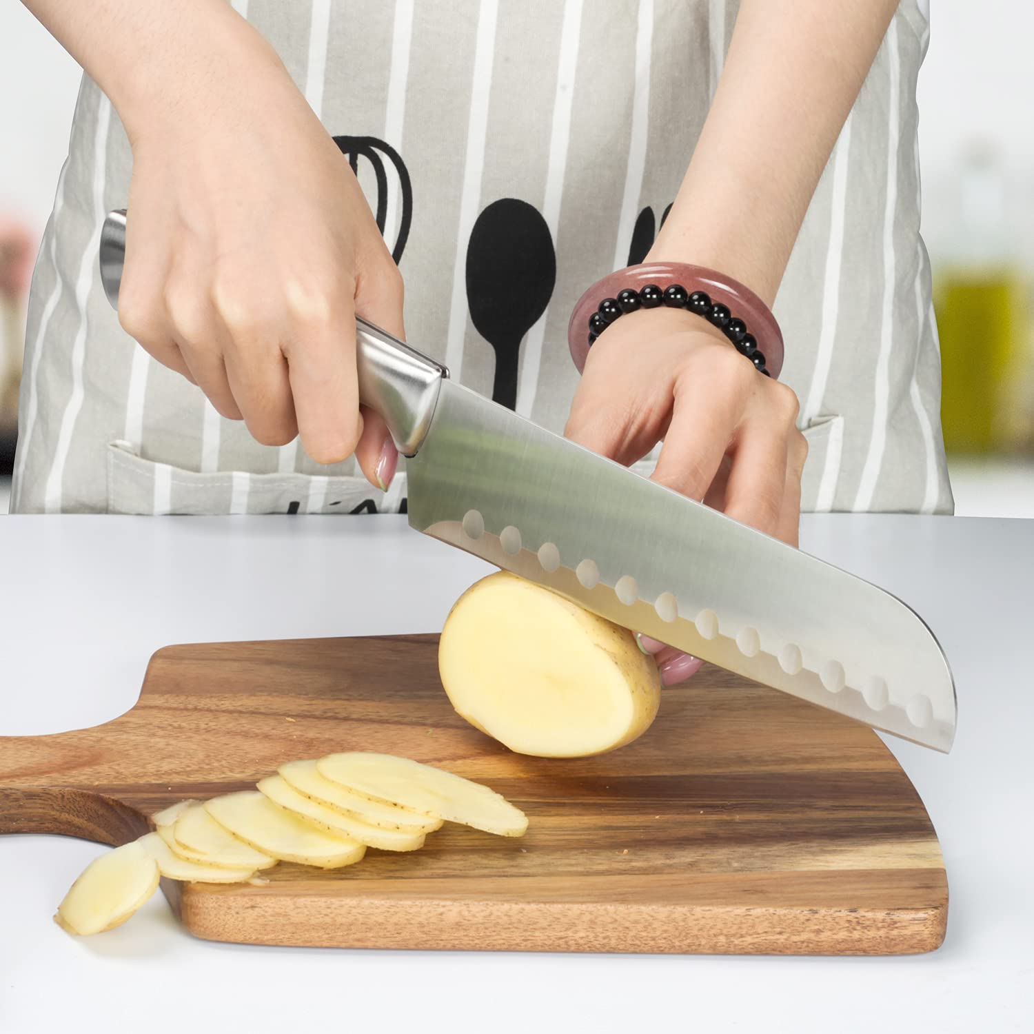 GOOD HELPER 15 Piece Kitchen Knife Sets with Wooden Block High Carbon Stainless Steel Knife Set Sharp Chef Knife Set Shears Steak Knives Utensils Dishwasher Safe Utility Knife