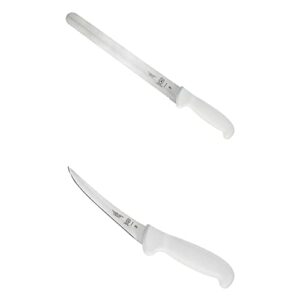 mercer culinary ultimate white 11-inch slicer wavy edge and 6-inch curved boning knife