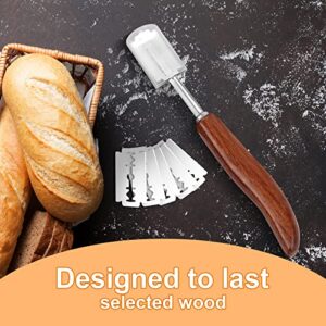 SIMOX Premium Bread Lame Slashing Tool, Bread Scorer Blade with Crafted Wooden Handle, Dough Scoring Kinfe with 5 Extra Blades and Protective Cover