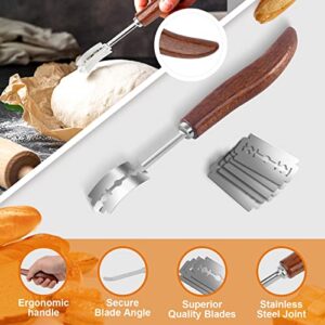 SIMOX Premium Bread Lame Slashing Tool, Bread Scorer Blade with Crafted Wooden Handle, Dough Scoring Kinfe with 5 Extra Blades and Protective Cover