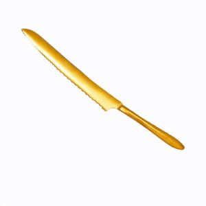 elesinsoz 6 inch serrated small short blade gold bread knife for homemade bread slicing cutting carving cake cutter dinner steak knives non stick with ergonomic handle