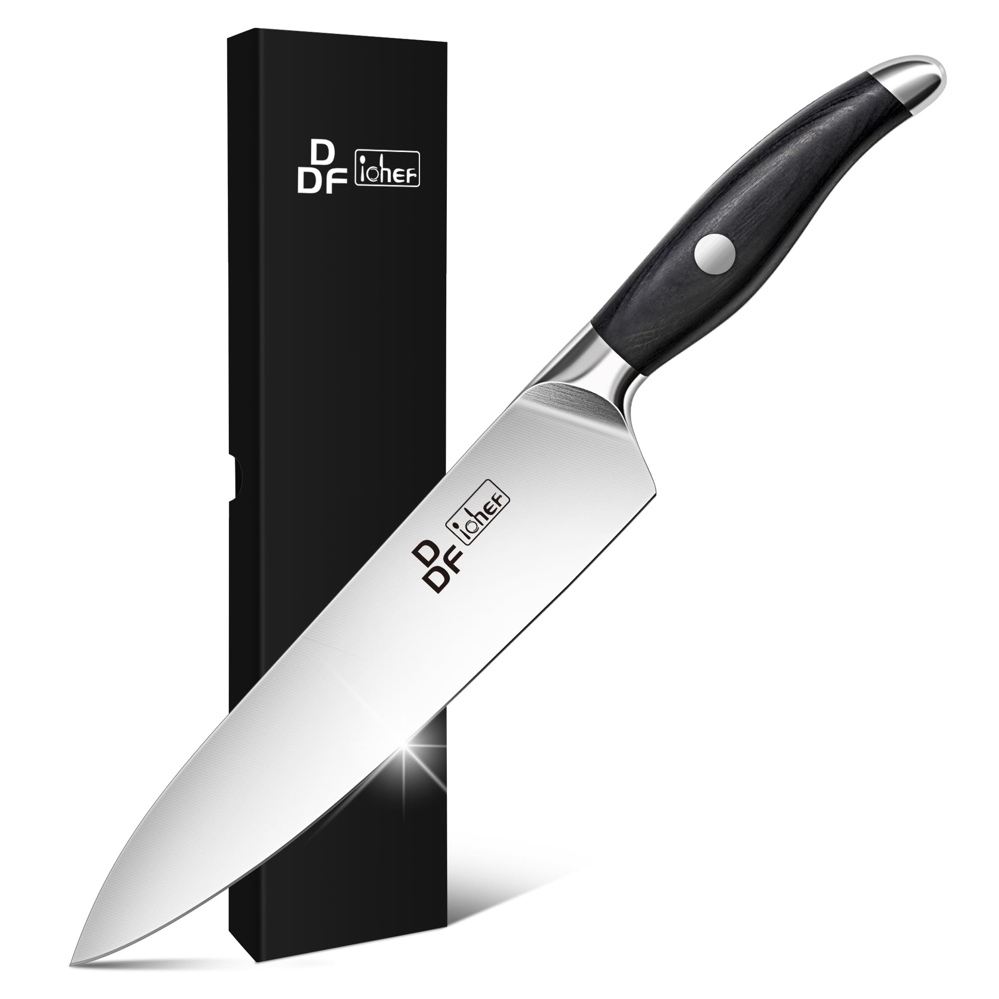 DDF iohEF Chef Knife, Kitchen Knife 8 Inch High Carbon Stainless Steel Chef's Knives Professional Sharp Chopping Knife with Ergonomic Handle for Meat Cutting Cooking