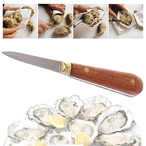 Oyster shucking knife, oyster knife, full tang knife not easy to break and bend (1knife+1case)