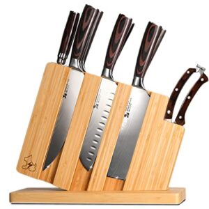 MHAT & MHAT 9pcs Essential Kitchen Knife Block Set Pro, Ergonomic Pakkawood Handle, Sharper steel