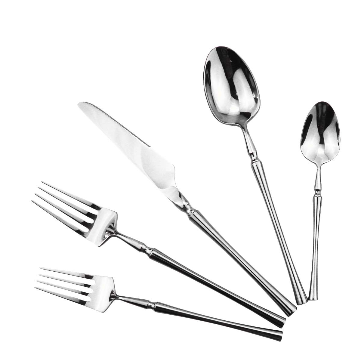 Gugrida 20 piece Silver Flatware Set 304 Stainless Steel Fork Spoon Cutlery Luxury Mirror Polished Silverware, Dishwasher Safe, Service for 4