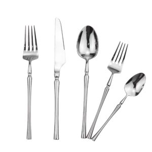 Gugrida 20 piece Silver Flatware Set 304 Stainless Steel Fork Spoon Cutlery Luxury Mirror Polished Silverware, Dishwasher Safe, Service for 4