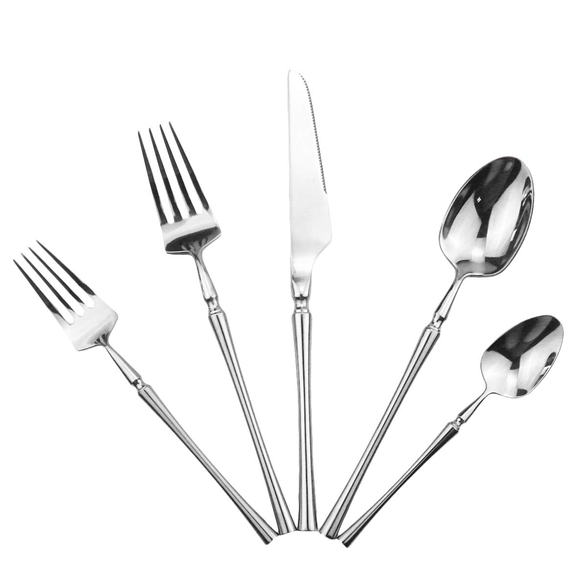 Gugrida 20 piece Silver Flatware Set 304 Stainless Steel Fork Spoon Cutlery Luxury Mirror Polished Silverware, Dishwasher Safe, Service for 4