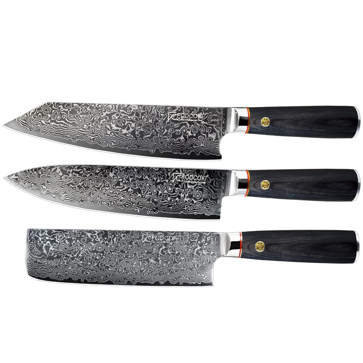 Receive Both-8" Damascus Gyuto Knife- 8" Kitchen Knife- 7" Nakiri Knife