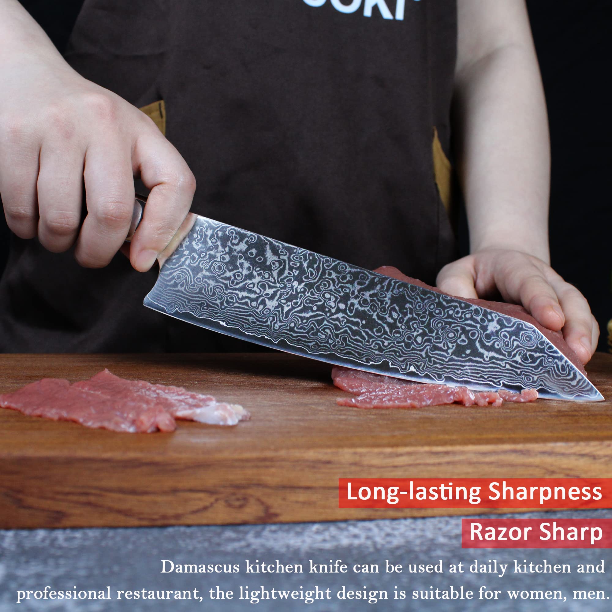 Receive Both-8" Damascus Gyuto Knife- 8" Kitchen Knife- 7" Nakiri Knife