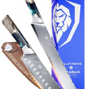 Dalstrong Valhalla Series Santoku Knife 7" Bundled with Slicing & Carving Knife 12" - w/Leather Sheath